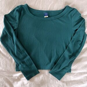 Emerald green girls athletic top for dance, gymnastics, sports